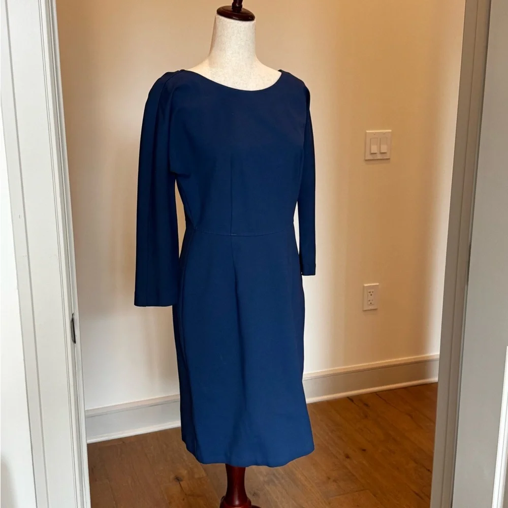 Piazza Sempione - Navy Long Sleeve V-Back Dress - Picture 2 of 11